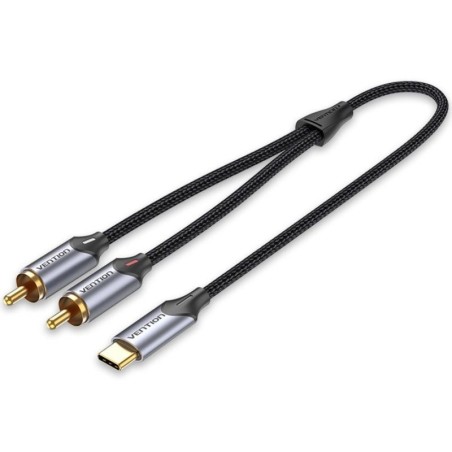 Cable Conversor Vention BGUHH/ 2x RCA Macho - USB Tipo-C Macho/ 2m/ Gris