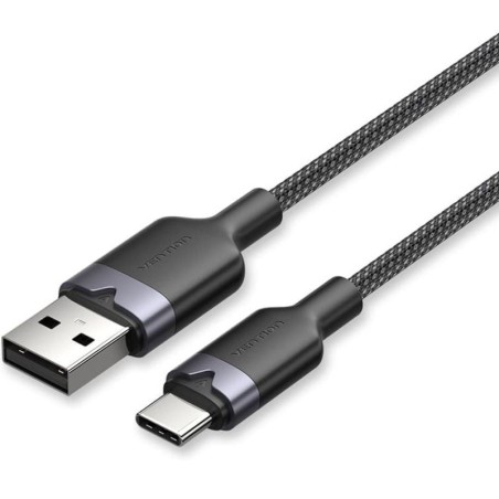 Cable USB 2.0 Tipo-C Vention CTNBF/ USB Tipo-C Macho - USB Macho/ Hasta 60W/ 480Mbps/ 1m/ Negro