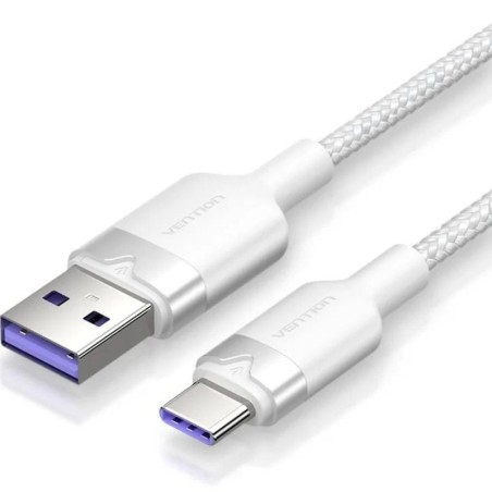 Cable USB 2.0 Tipo-C Vention CTOWF/ USB Tipo-C Macho - USB Macho/ Hasta 100W/ 480Mbps/ 2m/ Blanco