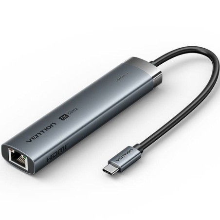 Docking USB Tipo-C Vention TGNHB/ 1xUSB 3.2 Tipo-C/ 2xUSB/ 1xHDMI/ 1xRJ45/ 1xUSB Tipo-C PD