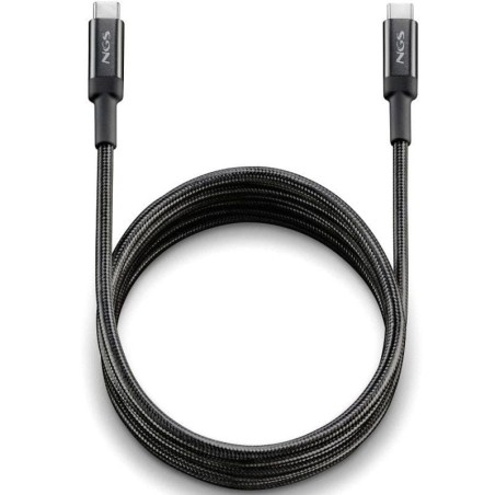 Cable USB 2.0 Tipo-C NGS KNOT/ USB Tipo-C Macho - USB Tipo-C Macho/ Hasta 100W/ 480Mbps/ 2m/ Negro