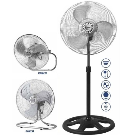 Ventilador 3 en 1 Orbegozo PWS 0547/ Sobremesa/ Pie/ Pared/ 90W/ 3 Aspas 45cm/ 3 velocidades