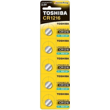 Pack de 5 Pilas de Botón Toshiba CR1216/ 3V