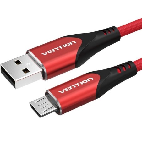 Cable USB 2.0 Vention COARG/ USB Macho - MicroUSB Macho/ Hasta 60W/ 480Mbps/ 1.5m/ Rojo