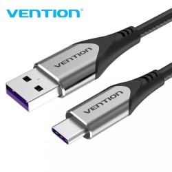 Cable USB 2.0 Tipo-C Vention COFHG/ USB Tipo-C Macho - USB Macho/ Hasta 100W/ 480Mbps/ 1.5m/ Gris