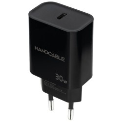 Cargador de Pared Nanocable 10.10.2010/ 1xUSB Tipo-C/ 30W/ Negro