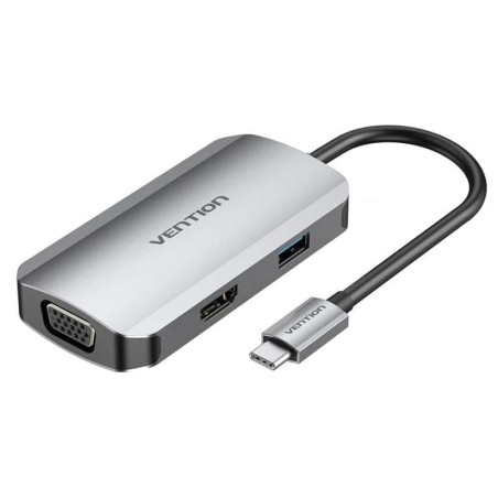 Docking USB Tipo-C Vention TOAHB/ 1xHDMI/ 1xVGA/ 1xUSB/ 1xUSB Tipo-C PD/ Gris