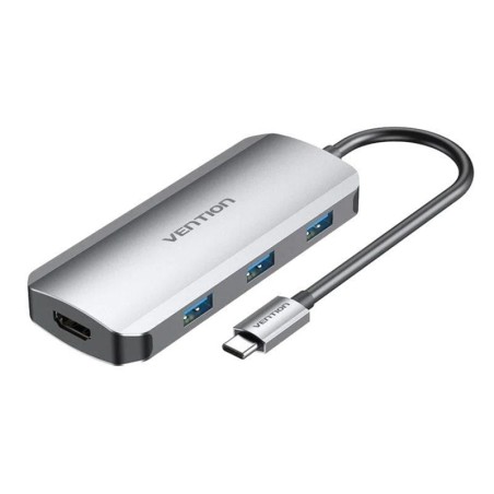 Docking USB Tipo-C Vention TODHB/ 1xHDMI/ 3xUSB/ 1xUSB Tipo-C PD/ Gris