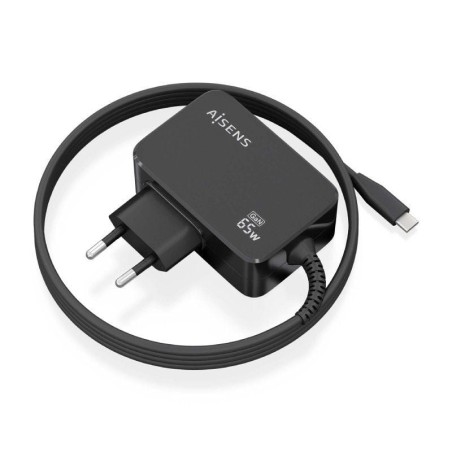 Cargador Gan de Pared Aisens ASCH-1PD65WL033-BK/ 1xUSB Tipo-C + Cable 1.8m/ 65W