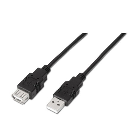 Cable Alargador USB 2.0 Aisens A101-0015/ USB Macho - USB Hembra/ Hasta 2.5W/ 60Mbps/ 1m/ Negro