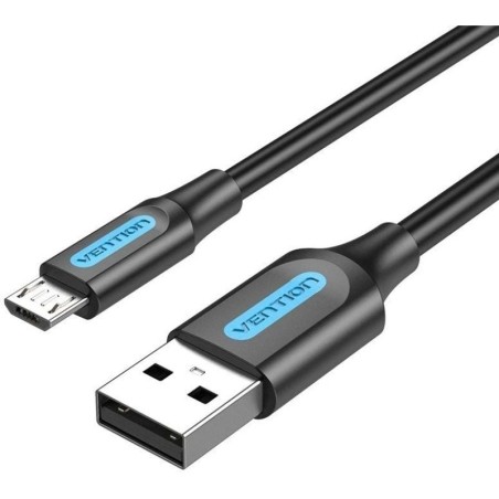 Cable USB 2.0 Vention COLBD/ USB Macho - MicroUSB Macho/ Hasta 60W/ 480Mbps/ 50cm/ Negro