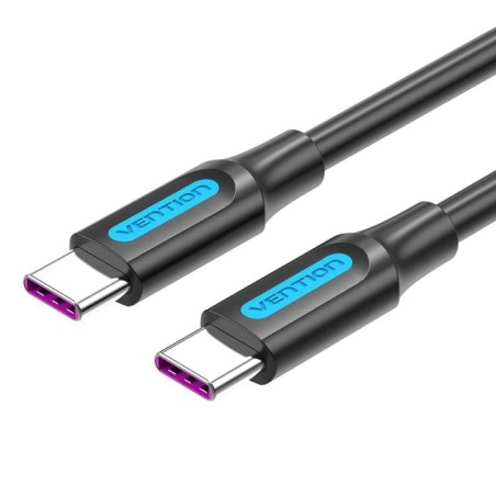 Cable USB 2.0 Tipo-C Vention COTBF/ USB Tipo-C Macho - USB Tipo-C Macho/ Hasta 100W/ 480Mbps/ 1m/ Negro