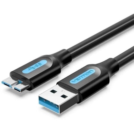 Cable USB 3.0 Vention COPBG/ USB Macho - MicroUSB Macho/ Hasta 10W/ 5Gbps/ 1.5m/ Negro