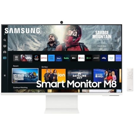 Smart Monitor Samsung M8 S32CM801UU 32'/ 4K/ Smart TV/ Webcam/ Multimedia/ Regulable en altura/ Blanco