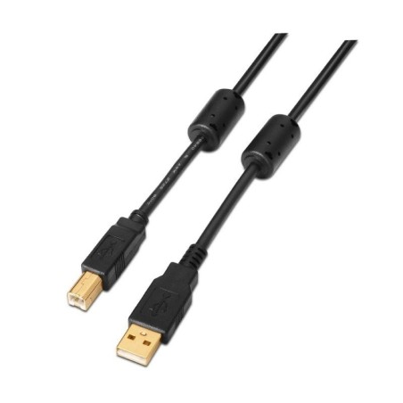 Cable USB 2.0 Impresora Aisens A101-0011/ USB Tipo-B Macho - USB Macho/ Hasta 2.5W/ 60Mbps/ 5m/ Negro