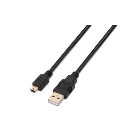 Cable USB 2.0 Aisens A101-0026/ USB Macho - MiniUSB Macho/ Hasta 2.5W/ 60Mbps/ 3m/ Negro