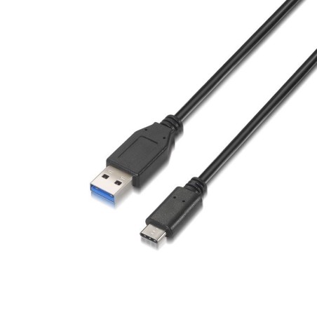 Cable USB 3.1 Tipo-C Aisens A107-0060/ USB Tipo-C Macho - USB Macho/ Hasta 27W/ 625Mbps/ 1m/ Negro