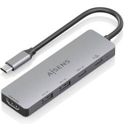 Docking USB Tipo-C Aisens ASUC-5P028-GR/ 1xHDMI/ 2xUSB/ 2xUSB Tipo-C/ 1xUSB Tipo-C PD/ Gris