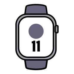 Apple Watch Series 11/ GPS/ Cellular/ 46mm/ Aluminio Plata/ Correa Deportiva Niebla Lila S/M