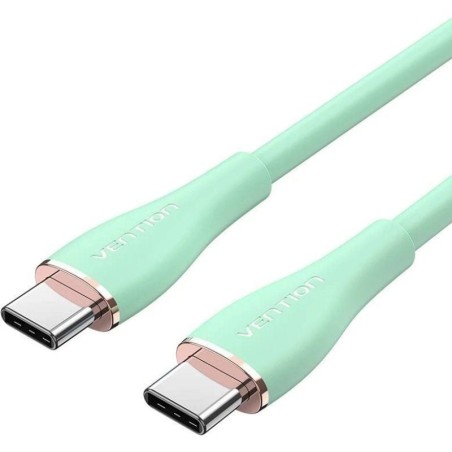 Cable USB 2.0 Tipo-C Vention TAWGH/ USB Tipo-C Macho - USB Tipo-C Macho/ Hasta 100W/ 480Mbps/ 2m/ Verde