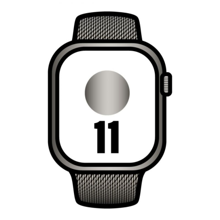 Apple Watch Series 11/ GPS/ Cellular/ 42mm/ Titanio Negro Pizarra/ Correa Negra/ Pizarra Milanese Loop