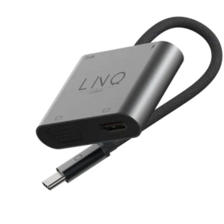 Conversor Linq LQ48001/ 1x USB Tipo-C Macho/ 1x HDMI 4K Hembra/ 1x VGA Hembra/ USB Tipo-C PD/ 15cm/ Gris