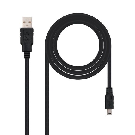 Cable USB 2.0 Nanocable 10.01.0401/ USB Macho - MiniUSB Macho/ 1m/ Negro