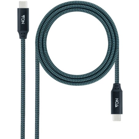 Cable USB 3.2 Tipo-C Nanocable 10.01.4301-COMB/ USB Tipo-C Macho - USB Tipo-C Macho/ 1m/ Gris y Negro