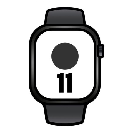 Apple Watch Series 11/ GPS/ 42mm/ Negro Azabache/ Correa Deportiva Negra (M/L)