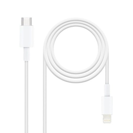 Cable USB 2.0 Tipo-C Lightning Nanocable 10.10.0602/ USB Tipo-C Macho - Lightning Macho/ 2m/ Blanco