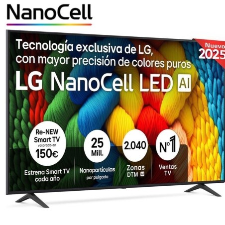 Televisor LG NanoCell 75NANO80A6B 75'/ Ultra HD 4K/ Smart TV/ WiFi