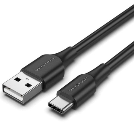 Cable USB 2.0 Tipo-C Vention CTHBC/ USB Tipo-C Macho - USB Macho/ Hasta 60W/ 480Mbps/ 25cm/ Negro