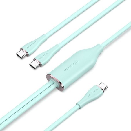 Cable USB 2.0 Tipo-C Vention CTMGG/ USB Tipo-C Macho - 2 x USB Tipo-C Macho/ Hasta 100W/ 480Mbps/ 1.5m/ Verde