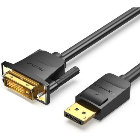 Cable Conversor Vention HAFBF/ DisplayPort Macho - DVI Macho/ 1m/ Negro