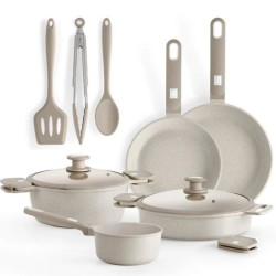 Pack Batería de Cocina Monix Martín Berasategui/ Cazo Ø16cm/ Sarten Ø22 - 26cm/ Cacerolas Ø24 - 28cm/ Aluminio Forjado/ Apta par