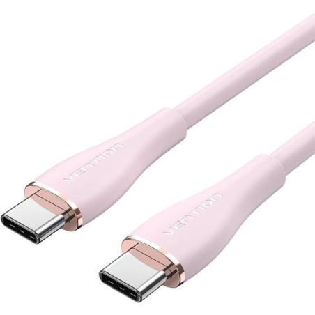 Cable USB 2.0 Tipo-C Vention TAWPG/ USB Tipo-C Macho - USB Tipo-C Macho/ Hasta 100W/ 480Mbps/ 1.5m/ Rosa