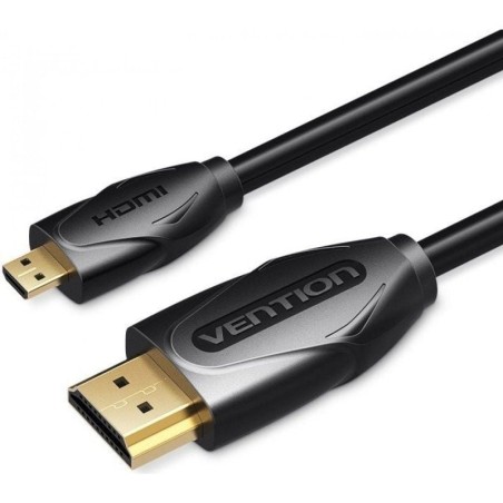 Cable HDMI Vention VAA-D03-B100/ HDMI Macho - Micro HDMI Macho/ 1m/ Negro