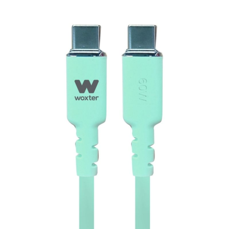 Cable USB 2.0 Tipo-C Woxter PE26-189/ USB Tipo-C Macho - USB Tipo-C Macho/ Hasta 60W/ 480Mbps/ 1.2m/ Verde