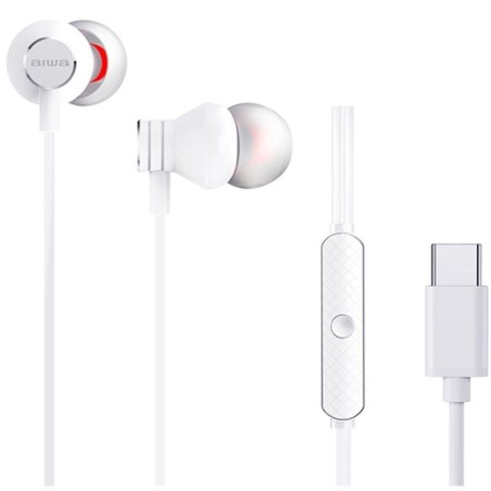 Auriculares Intrauditivos Aiwa ESTM-50USB-C/WT/ con Micrófono/ USB Tipo-C/ Blancos