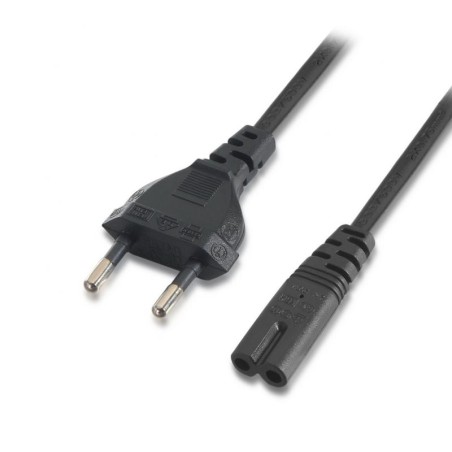 Cable Alimentación Forma 8 Aisens A132-0173/ CEE7/16 Macho - C7 Hembra/ Hasta 1500W/ 1.5m/ Negro