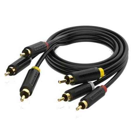 Cable Estéreo Vention BCABH/ 3x RCA Macho - 3x RCA Macho/ 2m/ Negro