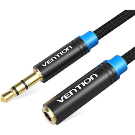 Cable Estéreo Vention VAB-B06-B150-M/ Jack 3.5 Macho - Jack 3.5 Hembra/ 1.5m/ Negro