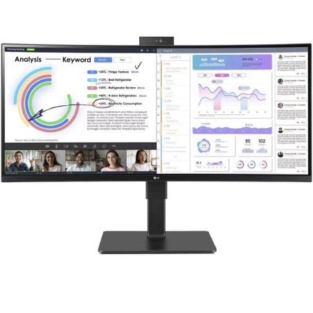 Monitor Profesional Ultrapanorámico Curvo LG 34BQ77QC-B 34'/ WQHD/ Webcam/ Multimedia/ Regulable en altura/ Negro