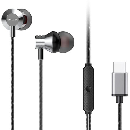 Auriculares Intrauditivos Aiwa ESTM-50USB-C/SL/ con Micrófono/ USB Tipo-C/ Plateados