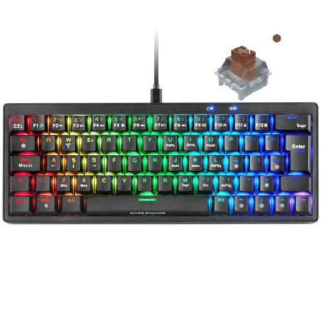 Teclado Gaming Mecánico Mars Gaming MKMINIPRO/ Switch Marrón/ Negro