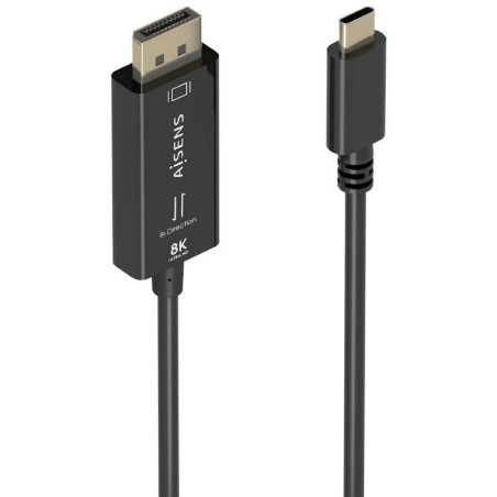 Cable Conversor Aisens A109-0879/ USB Tipo-C Macho - DisplayPort Macho/ 1.8m/ Negro