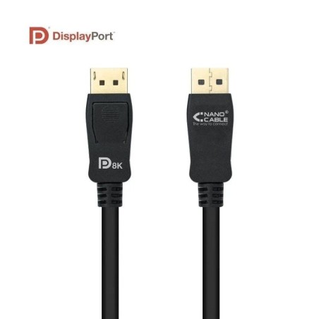 Cable DisplayPort 1.4 8K Nanocable 10.15.2501-L150/ DisplayPort Macho - DisplayPort Macho/ 1.5m/ Certificado/ Negro