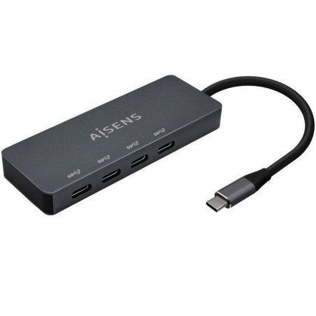 Hub USB Tipo-C Aisens A109-0745/ 4xUSB Tipo-C/ Gris