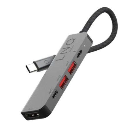 Docking USB Tipo-C Linq LQ48014/ 1xUSB Tipo-C/ 2xUSB/ 1xHDMI 4K/ 1xUSB Tipo-C PD/ Gris