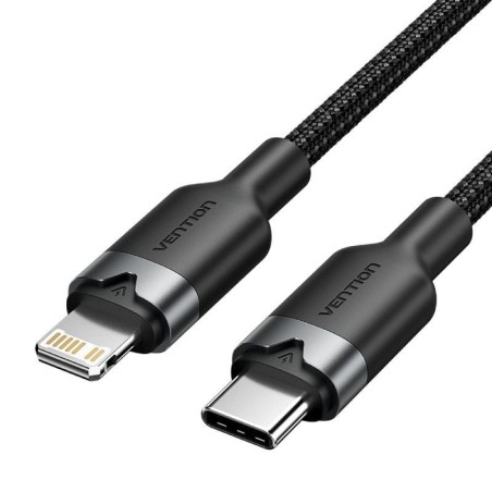 Cable USB Tipo-C Lightning Vention LALBH/ USB Tipo-C Macho - Lightning Macho/ 27W/ 480Mbps/ 2m/ Negro